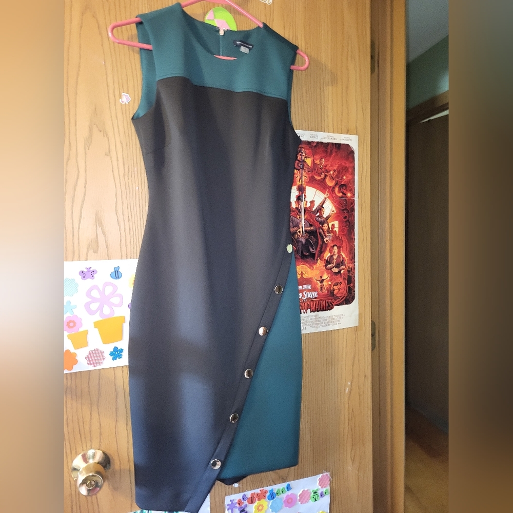 Tommy Hilfiger, size 2, black and green formal dress